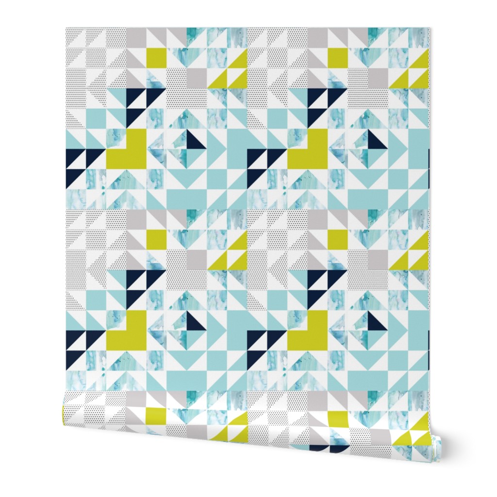 Teal Lagoon Watercolor Puzzle Wholecloth // Small