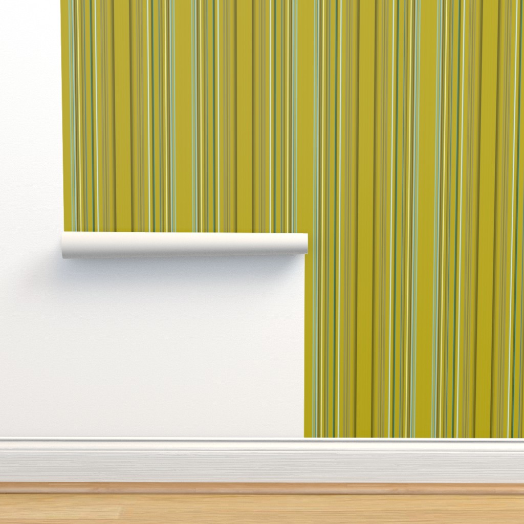 Chartreuse Striped Vanity Wallpaper | Spoonflower