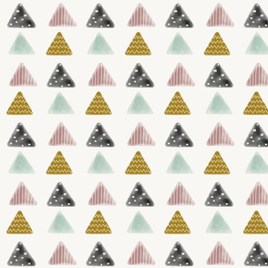 Triangles - watercolor geometric mauve mint mustard black pastel || by sunny afternoon
