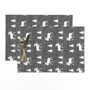 Moose Trot On Charcoal Linen // Vertical