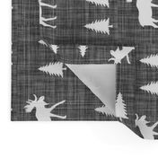 Moose Trot On Charcoal Linen // Vertical