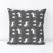 Moose Trot On Charcoal Linen // Vertical