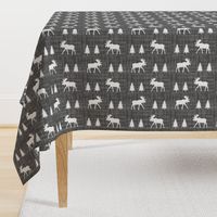 Moose Trot On Charcoal Linen // Vertical