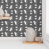 Moose Trot On Charcoal Linen // Vertical