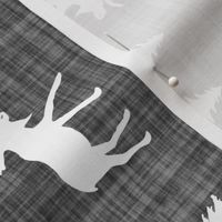 Moose Trot On Charcoal Linen // Vertical