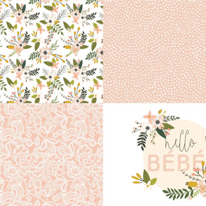 Fat Quarter Bundle // Blush Sprigs and Blooms, Hello Bébe, Lace 4, Scalloping Dots 1