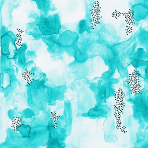 hand-painted watercolor abstract // aquamarine // small