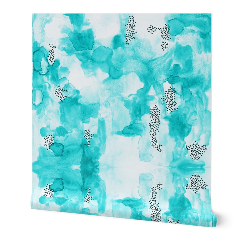 hand-painted watercolor abstract // aquamarine