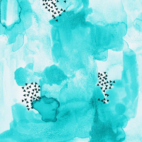 hand-painted watercolor abstract // aquamarine