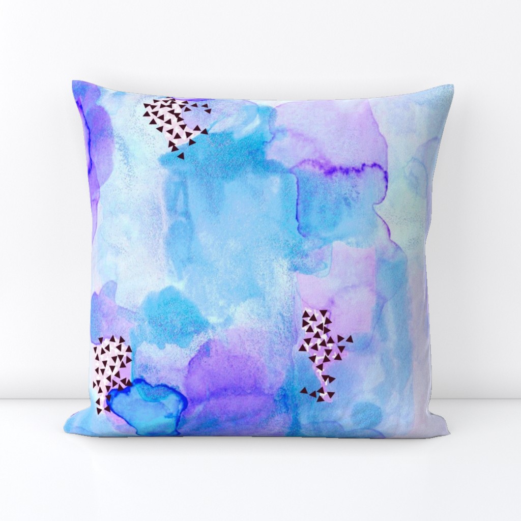 hand-painted watercolor abstract // blue + lavender