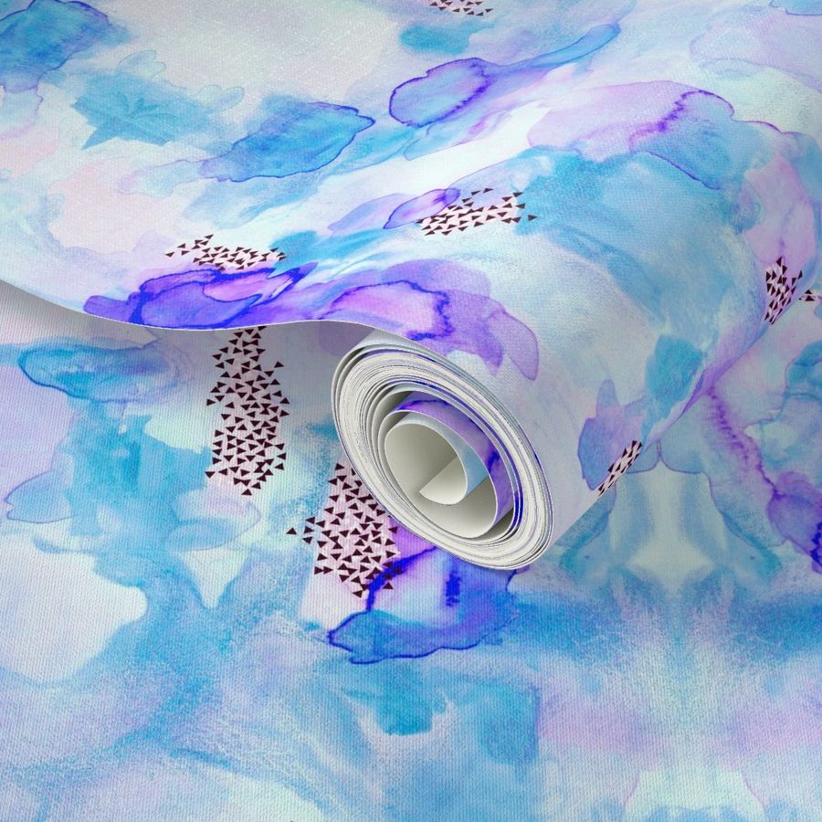 hand-painted watercolor abstract // blue + lavender