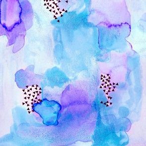 hand-painted watercolor abstract // blue + lavender