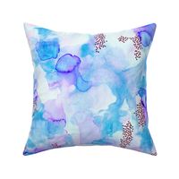 hand-painted watercolor abstract // blue + lavender // small