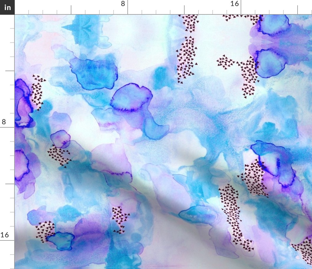hand-painted watercolor abstract // blue + lavender // small