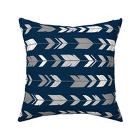 Arrow Feathers- greys and white on navy - Starlit - rotated