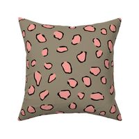 Peach Cheetah Pattern on Khaki Background