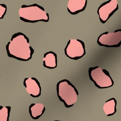 Peach Cheetah Pattern on Khaki Background