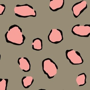 Peach Cheetah Pattern on Khaki Background