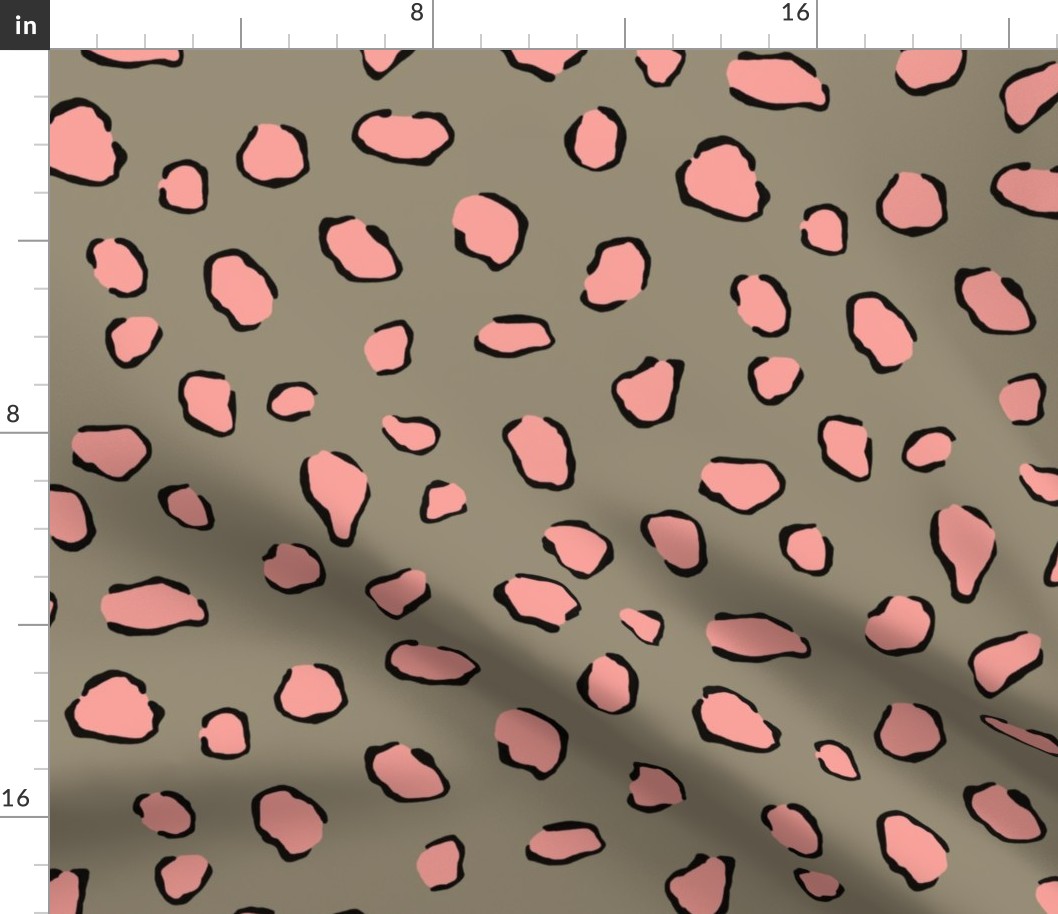 Peach Cheetah Pattern on Khaki Background