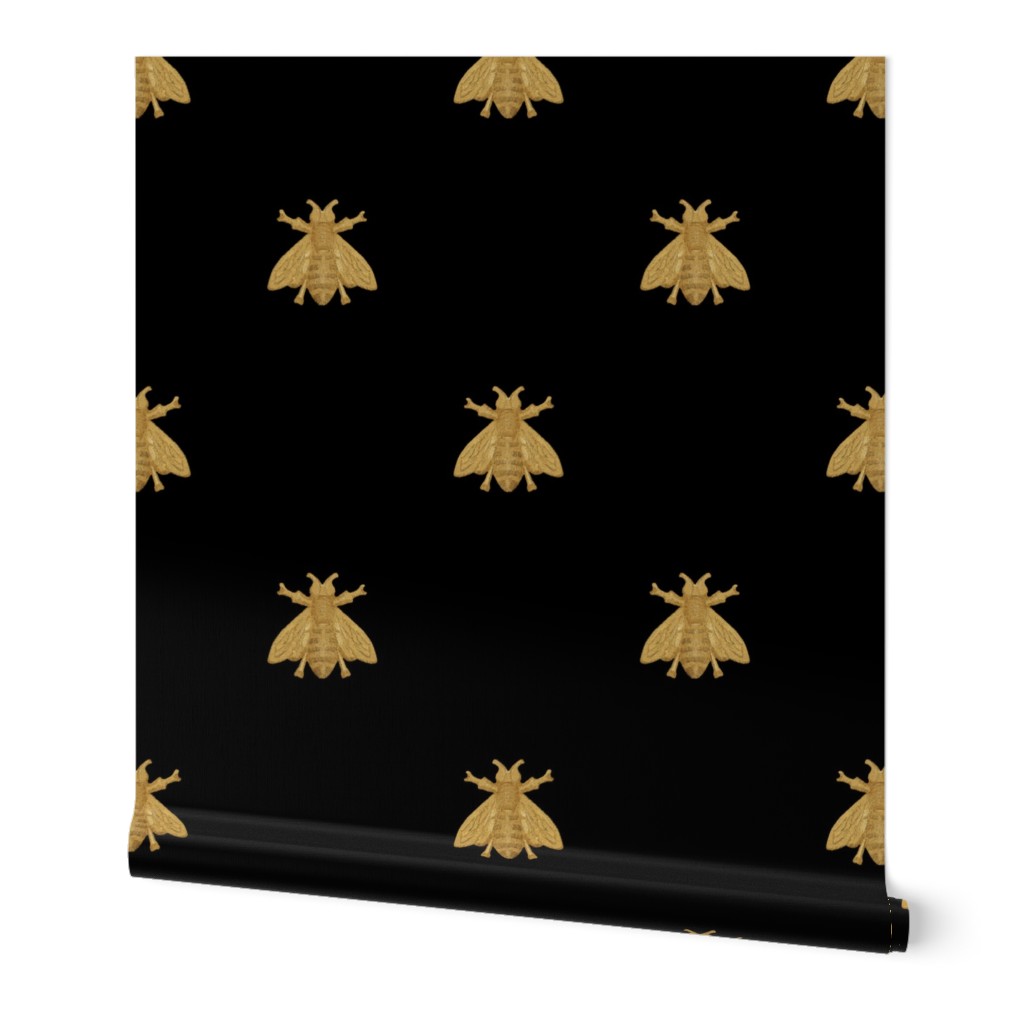 Napoleonic Bees ~ Faux Gilt on Blackest Black