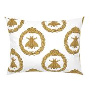 Napoleonic Bees ~ Queen Bee ~ Faux  Gilt on White