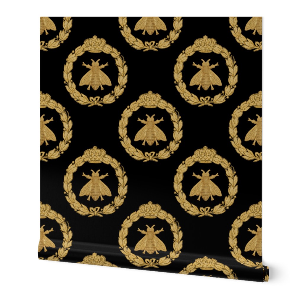 Napoleonic Bees ~ Queen Bee ~  Faux  Gilt on Blackest Black