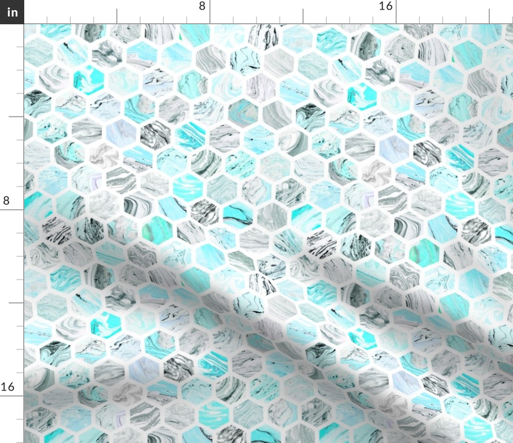 Marbled Honeycomb in Turquoise