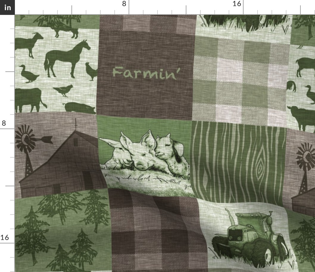 Farmin Quilt - green and brown