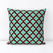 Red & Black & Aqua Moroccan Tile Pattern