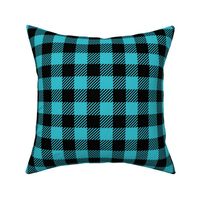 1" Tropical Blue Black Buffalo Plaid