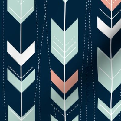 Pink Aqua Arrows on Navy