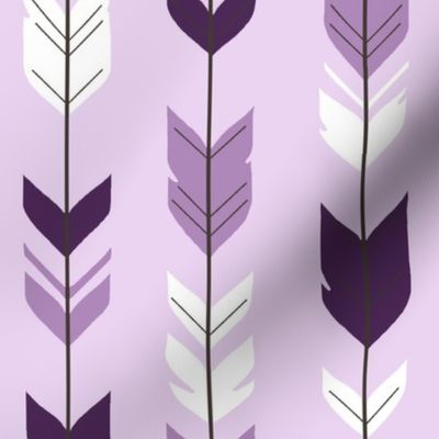 Arrow Feathers - purple on lavender - moonshade