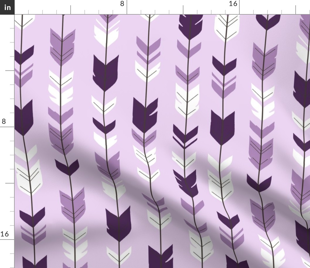 Arrow Feathers - purple on lavender - moonshade