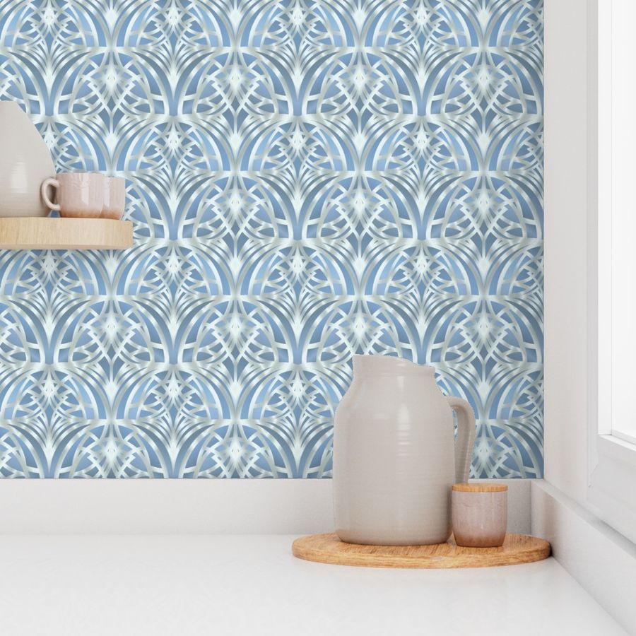 Light blue Art Deco Pattern Wallpaper | Spoonflower