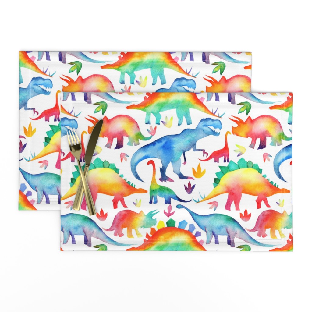 Rainbow Watercolour Dinosaurs - larger scale