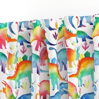 Rainbow Watercolour Dinosaurs - larger scale