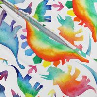 Rainbow Watercolour Dinosaurs - larger scale