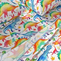 Rainbow Watercolour Dinosaurs - larger scale