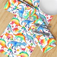 Rainbow Watercolour Dinosaurs - larger scale