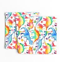 Rainbow Watercolour Dinosaurs - larger scale