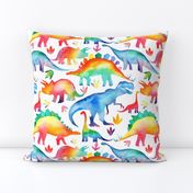 Rainbow Watercolour Dinosaurs - larger scale