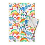 Rainbow Watercolour Dinosaurs - larger scale