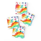 Rainbow Watercolour Dinosaurs - larger scale