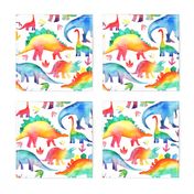 Rainbow Watercolour Dinosaurs - larger scale