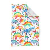 Rainbow Watercolour Dinosaurs - larger scale