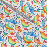 Rainbow Watercolour Dinosaurs - smaller scale