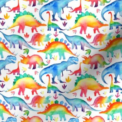 Rainbow Watercolour Dinosaurs - smaller scale