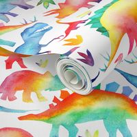 Rainbow Watercolour Dinosaurs - smaller scale