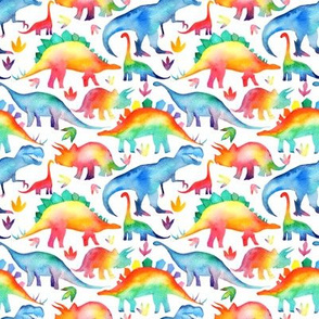 Rainbow Watercolour Dinosaurs - smaller scale