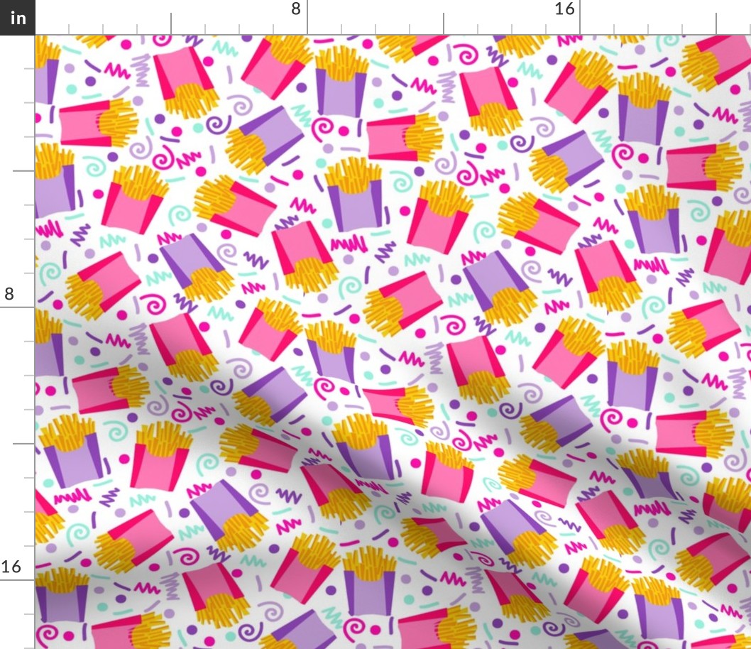 party fries french fries junk food fast food fries fabric 90s 80s edgy bright cool food fabric